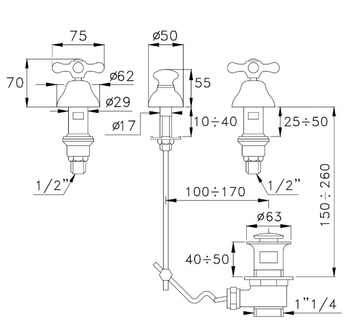 ROMA 3600 - 3 hole bidet tap by RUBINETTERIE STELLA - view 3